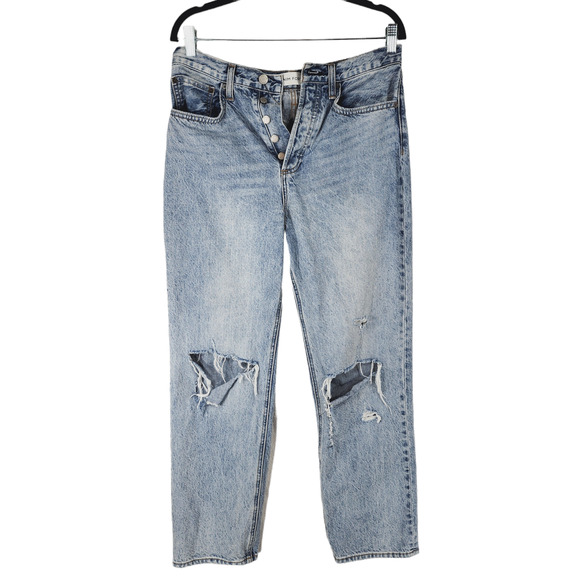 Aritzia Denim Forum Button Fly Jean 28x28 Women Joni High Rise Loose Fit Lt Blue - Picture 1 of 12